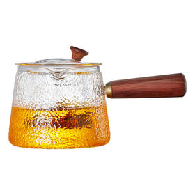 雅集玻璃壶新羽锤纹侧把壶600ml