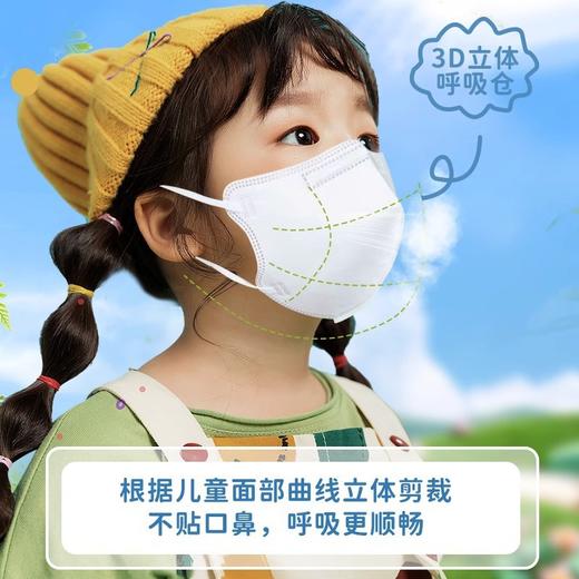 「9.9到手50个！独立包装」新款儿童N95五层防护一次性口罩 立体支撑防尘透气学生居家日用 商品图2