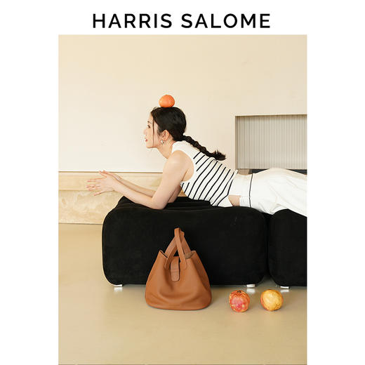 HarrisSalome 松下果实菜篮子头层牛皮单肩斜挎包 商品图9