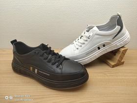 豪行青年真皮男鞋12349111舒适休闲系带平底时尚板鞋