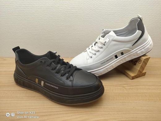 豪行青年真皮男鞋12349111舒适休闲系带平底时尚板鞋 商品图0