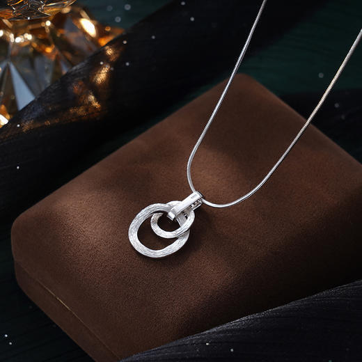 子佩集S925银【环环相生】项链纯银【AE00373】原创2双环2501 商品图2