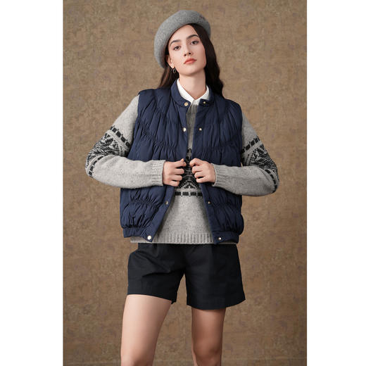 乔万尼羽绒马甲休闲减龄90绒子含量重工弹力褶活力羽绒服EM4T658 商品图3