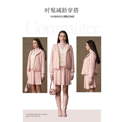 乔万尼新款棉服减龄连帽保暖外套休闲拉链棉服EM4T612 商品图2