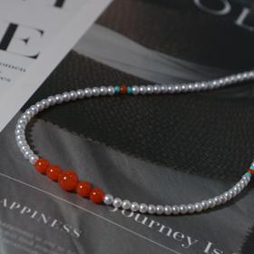 甄珠贝 新年诚意满满之作 南红3-8mm +珍珠3-4mm 项链