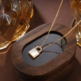 子佩集S925银【缔结契约】套链纯银【KK426P】时尚镀金项链锁白贝母2501