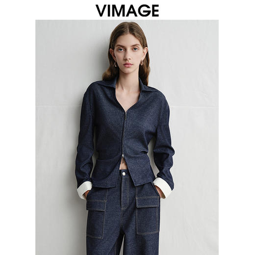 VIMAGE纬漫纪时尚显瘦简约通勤百搭收腰衬衫上衣春季新款V2313908 商品图2