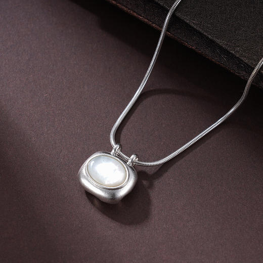 子佩集S925银【熹微】项链纯银【XL-7112】原创2方块白贝母2501 商品图1