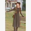 西遇长袖针织连衣裙女新款高级感垂坠长款咖色裙子D0032617 商品缩略图0