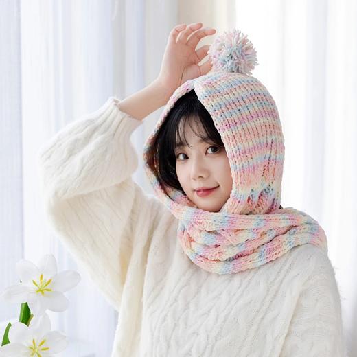 苏苏姐家昕悦连帽围巾手工diy编织棒针帽子围巾毛线团自制材料包 商品图1