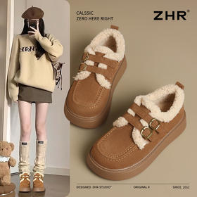 ZHR加厚保暖棉鞋2024新款冬季厚底雪地靴废土风ins爆款毛绒勃肯鞋