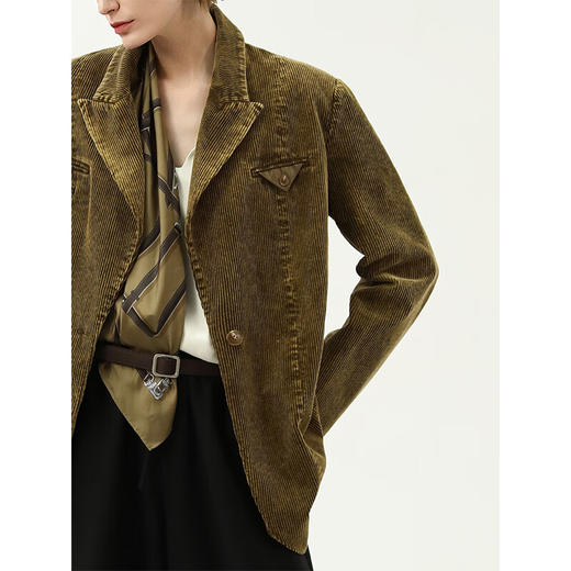 COCOBELLA环保水洗灯芯绒西装女25春老钱风休闲外套SI7025 商品图2