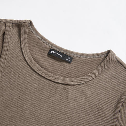 西遇长袖针织连衣裙女新款高级感垂坠长款咖色裙子D0032617 商品图5