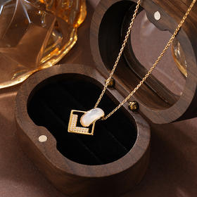 子佩集S925银【暮色朦胧】套链纯银【KK320P】时尚镀金项链白贝母2501