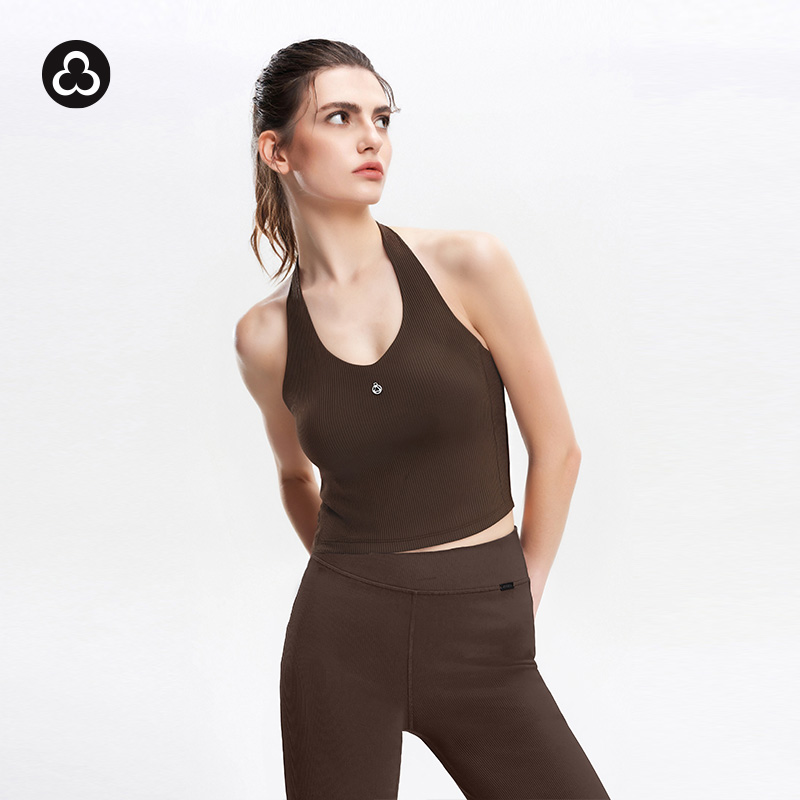 TITIKA 法式运动背心罗纹吊带瑜伽背心健身衣（带胸垫）可外穿 25B11198