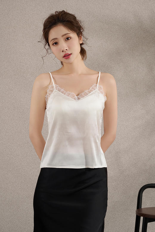 逸红颜周末小集市#完美蕾丝吊带【听松】19姆米真丝弹力缎，自带超薄固定杯垫 商品图11