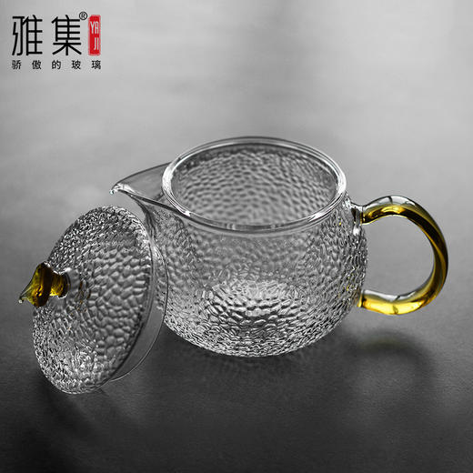 雅集茶具泡茶壶叶钮锤纹壶600ml（琥珀色） 商品图1