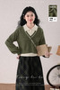 鹿向南「绿隐藏蝶」新中式假两件慵懒风毛衣秋冬针织衫&半身裙 商品缩略图5