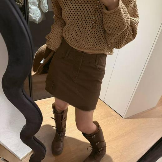 顺丰包邮52434洛诗琳新款复古美式重工洗褪毛边工装短裙865 商品图2