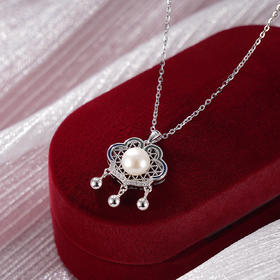 子佩集S925银珍珠套链纯银【XL040428】珍珠锁项链2501