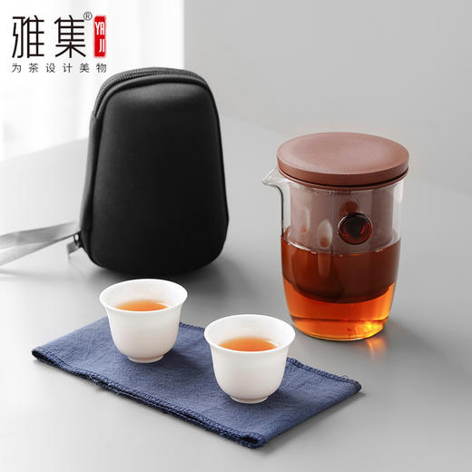 雅集汉铎紫砂快客杯套装（带快客包/2个骨瓷品茶杯） 商品图4