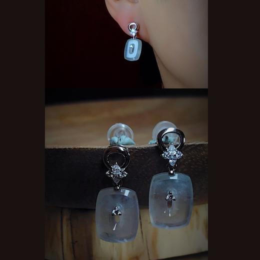 “方糖”18k镶嵌翡翠耳环 商品图0