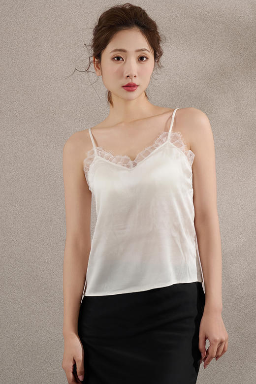 逸红颜周末小集市#完美蕾丝吊带【听松】19姆米真丝弹力缎，自带超薄固定杯垫 商品图8