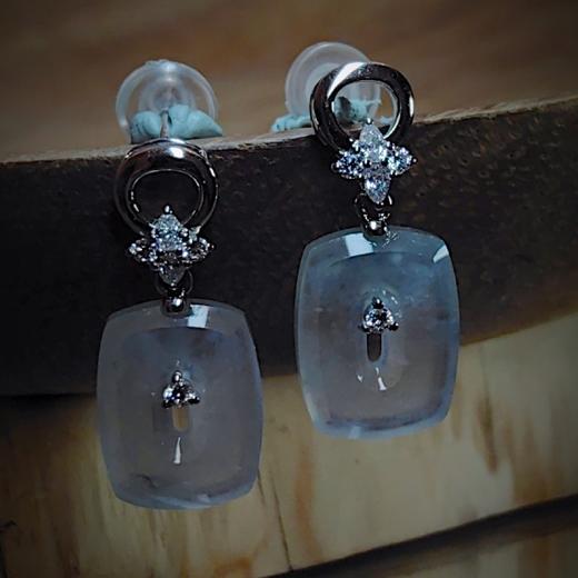 “方糖”18k镶嵌翡翠耳环 商品图1