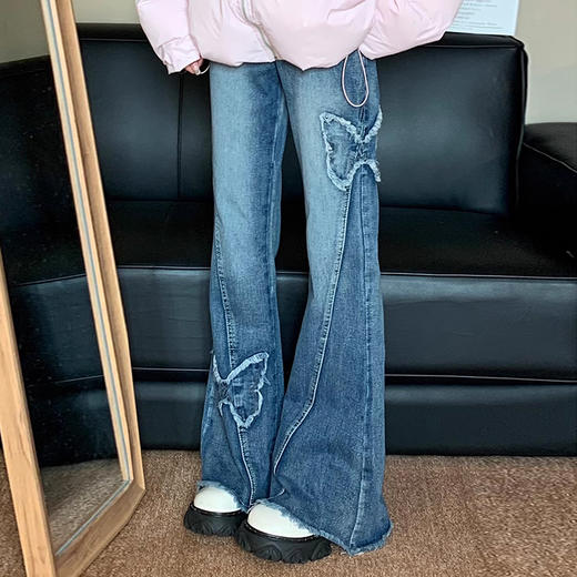 裁缝学苑AS408美式复古蝴蝶刺绣牛仔裤纸样女装裤子马蹄微喇高腰样板 商品图1