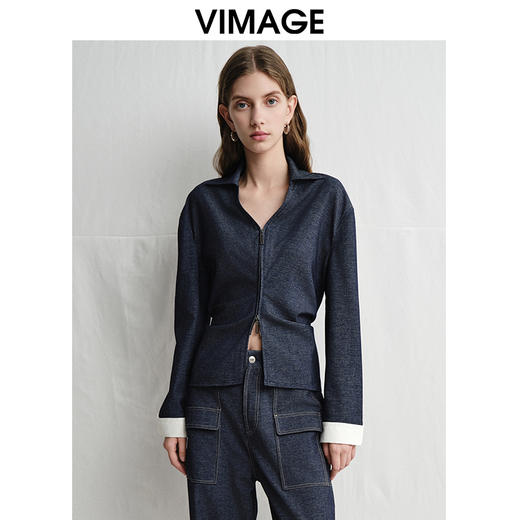 VIMAGE纬漫纪时尚显瘦简约通勤百搭收腰衬衫上衣春季新款V2313908 商品图3