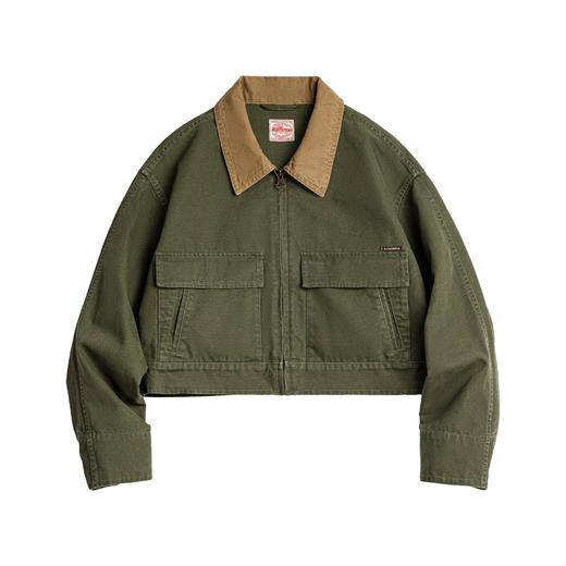 马登巴恩风撞色帆布猎装夹克美式工装外套全棉复古翻领上衣秋季女 商品图4