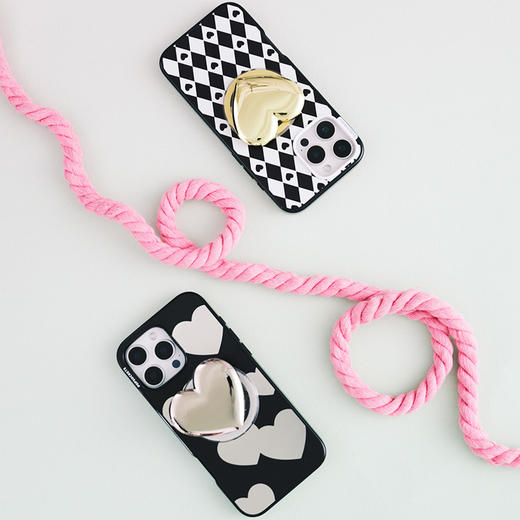 【甜】爱心镜 POPCASE手机壳 MagSafe Popcase磁吸款 镜面壳 黑色 爱心 拼贴 iPhone 16/15/14 商品图3