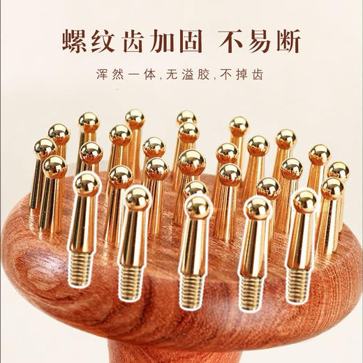 【油麻菜同款】花梨木加长手柄29黄铜齿 经络刷 商品图1
