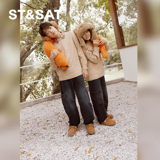 【童鞋】星期六可爱蝴蝶结绒绒毛边保暖豆豆鞋SSC419DL9P 商品图1