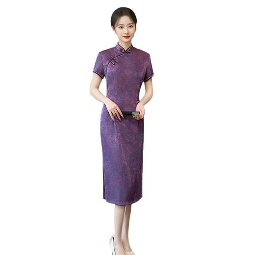 GX复古民族风仿醋酸双层中长款大码旗袍2025春夏新款旗袍 商品图4