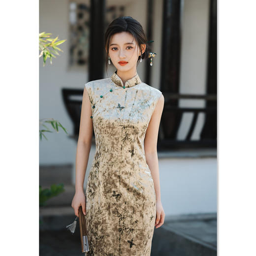 GX现代时尚改良中式长款无袖旗袍2025春新款日常可穿国风旗袍 商品图3