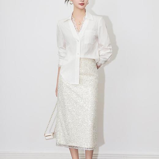 【高货wl】全新升级【铂金会员220/天猫299/差价79】(11006) 洛诗琳春季重工亮片时尚高腰设计感气质名媛直筒半身裙 商品图2