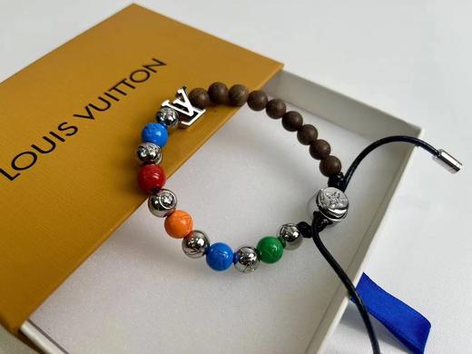 D011538新品彩虹拼接串珠彩虹色+桃木色+银色前卫时尚手链 商品图0