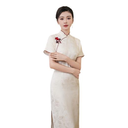 GX素雅中式长款小个子连袖旗袍2025春新款年轻款日常花扣旗袍 商品图4