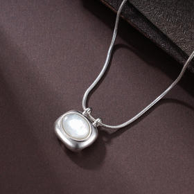 子佩集S925银【熹微】项链纯银【XL-7112】原创2方块白贝母2501