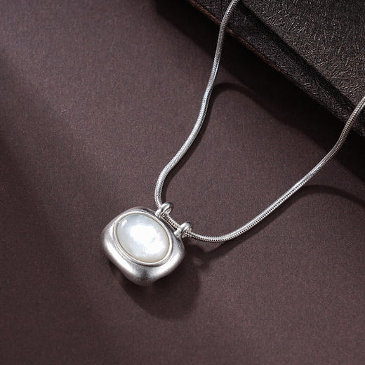 子佩集S925银【熹微】项链纯银【XL-7112】原创2方块白贝母2501 商品图0