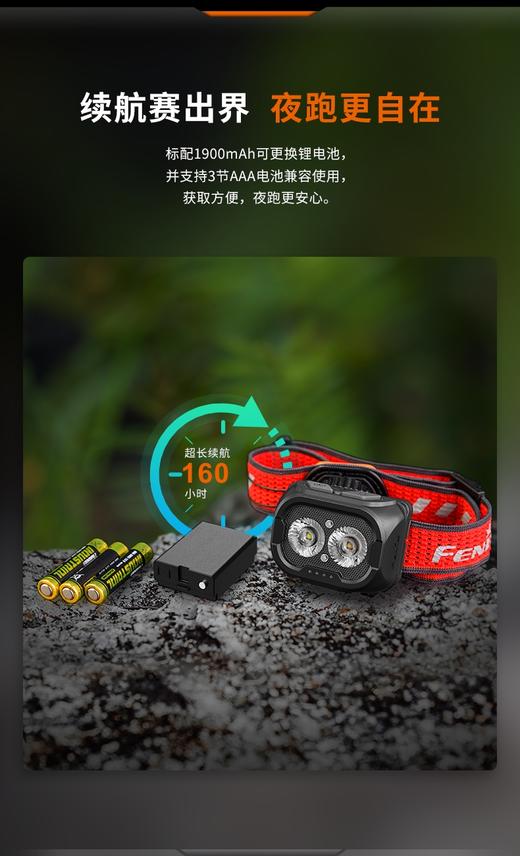 Fenix菲尼克斯HL18R-T V2.0超轻越野跑头灯兼容AAA干电池可充电 商品图8