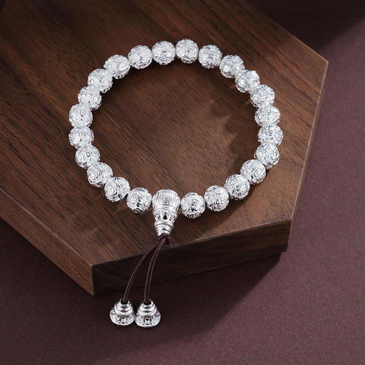 子佩集S990银【百福索绕】手串纯银【HC31142-8】手链原创作品白2501 商品图2