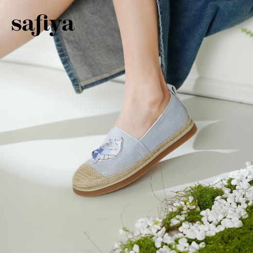 Safiya/索菲娅2025海边日记·小香风立体拼贴平底百搭懒人一脚蹬渔夫鞋SFD1112244 商品图4