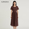 【商场同款】阿菁娜2024春夏新款休闲收腰宽松抽褶连衣裙A29X112025 商品缩略图1