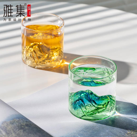 雅集组合玻璃杯观山杯170ml套装（青绿/透明各2个） 商品图4