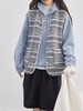 步履不停/4D14056C/复古灰色条纹保暖羊羔毛马甲 商品缩略图0