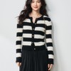 【高货sh】全新升级【铂金会员266/天猫359/差价93】(12000) 洛诗琳黑白条纹圆领针织开衫2025早春显瘦毛衣修身外套女 商品缩略图3