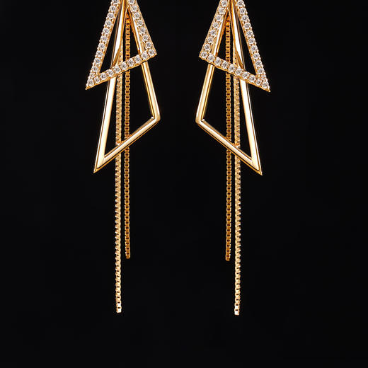 子佩集S925银【流苏诗篇】耳环纯银【KK1186E】时尚镀金几何三角2501 商品图4
