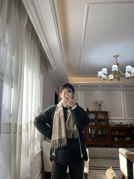 114-3小禾 纯色 水波纹山羊绒 长款流苏围巾 180*30cm 商品图10